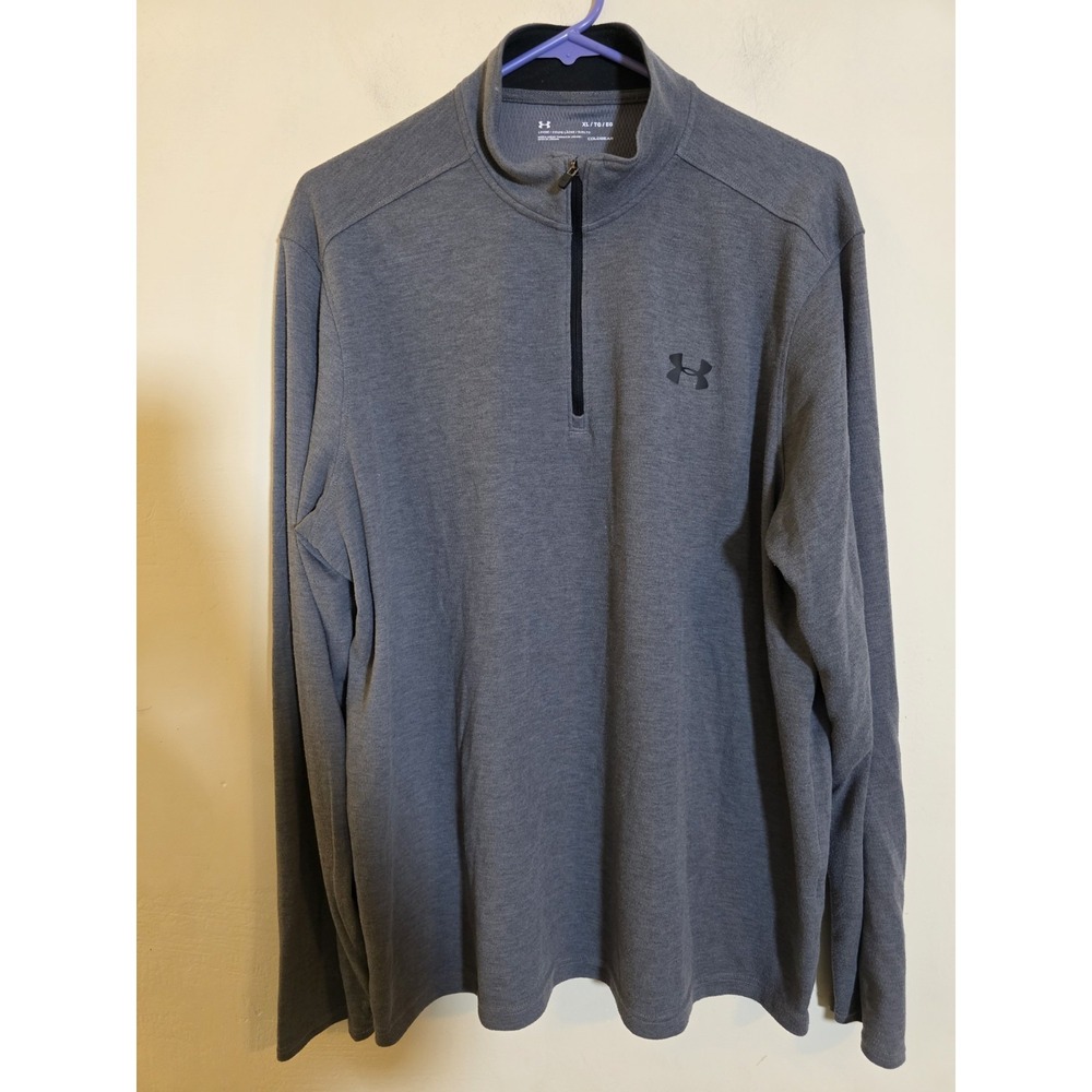 Under Armour ColdGear Mens XL Gray Quarter Zip Pullover Loose Fit 1281335-090